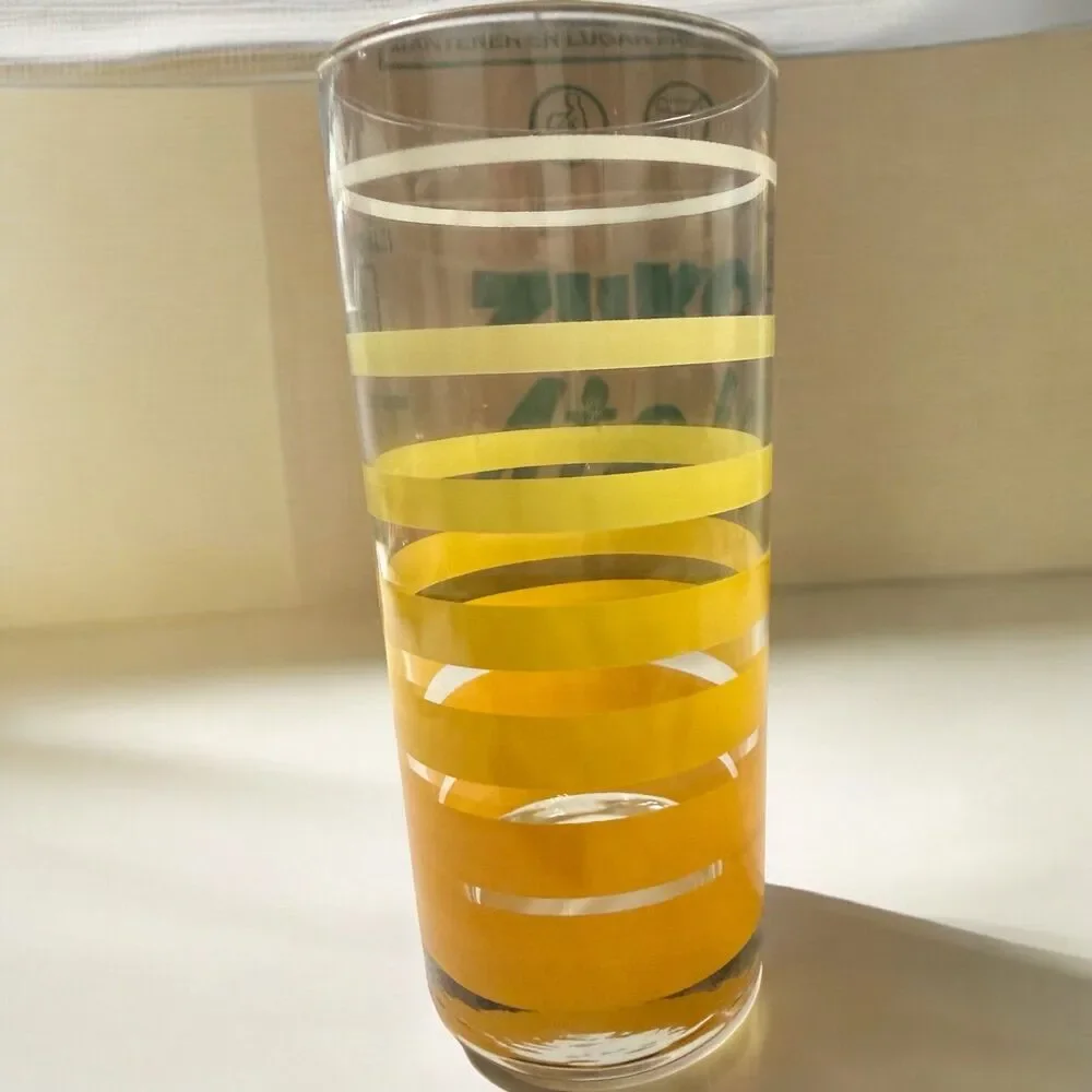 Glass Vintage Set of 4 Yellow & Amber Striped Highball Glasses – Mid Century Ret